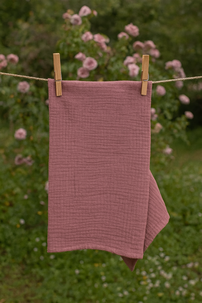 [JKOCOMU/001] Organic 100% Cotton muslin plain mauve fabric