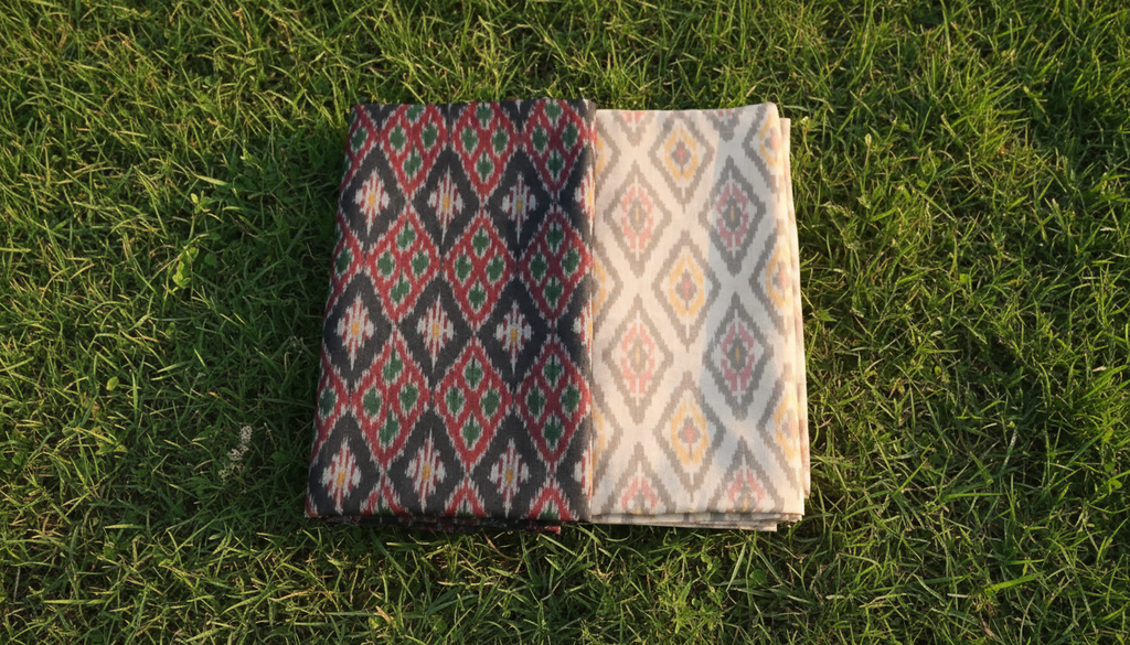 [JKHWNCO/002] Natural blend Silk and Cotton Ikat Handwoven (pack of 2)